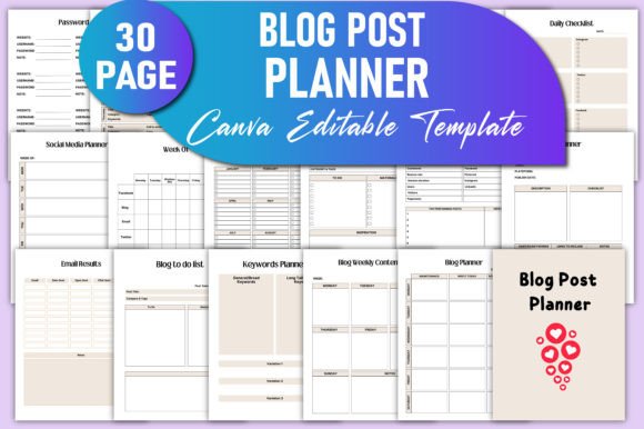 Download Editable Blog Post Planner Canva KDP - Log Collection