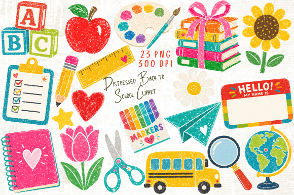 Download Distressed Back to School Clipart PNG - Premium Resources