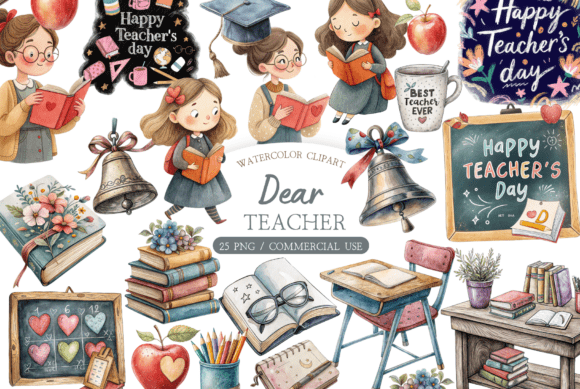 Download Pastel Retro School Graphics Pack - School Collection