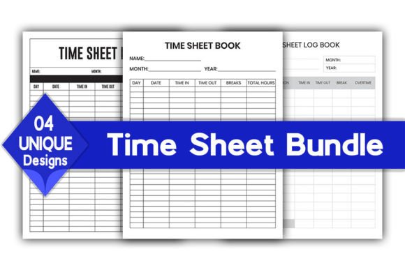 Download Time Sheet Log Book Bundle | KDP - Log Collection