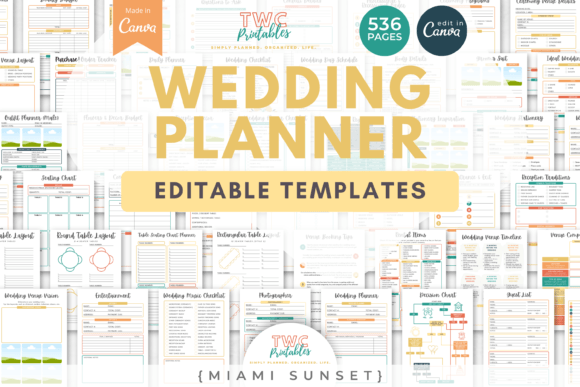 Download Wedding Planner Canva Templates | MIAMI - Wedding planner Collection