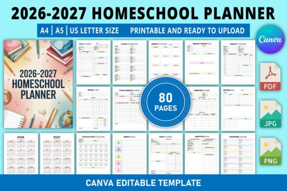 Download Editable 2026-2027 Homeschool Planner - School Collection