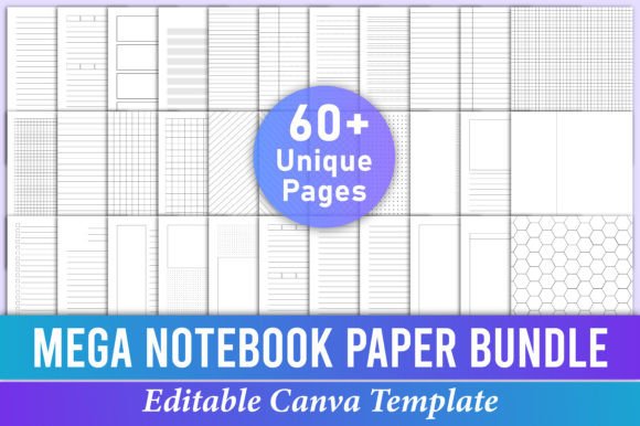 Download Mega Notebook Paper Bundle Pack Canva - Notebook Collection