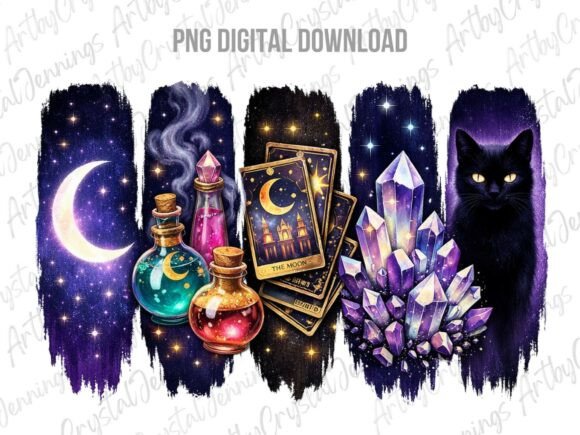 Download Black Cat Moon Witch Potions Tarot PNG - Tarot Collection