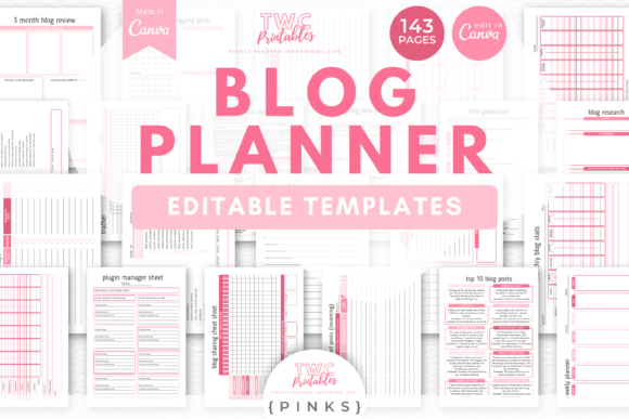 Download Blog Planner Canva Templates | PINKS - Log Collection