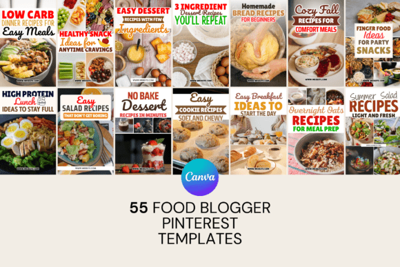 Download Food Blogger Pinterest Canva Template - Log Collection