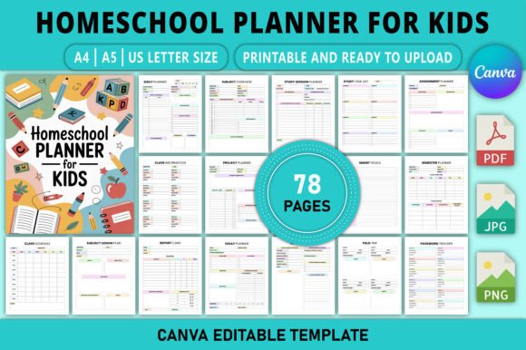 Download Editable Homeschool Planner for Kids - School Collection