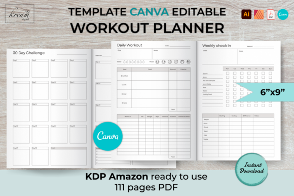 Download CANVA Workout Planner - Fitness Logbook - Log Collection